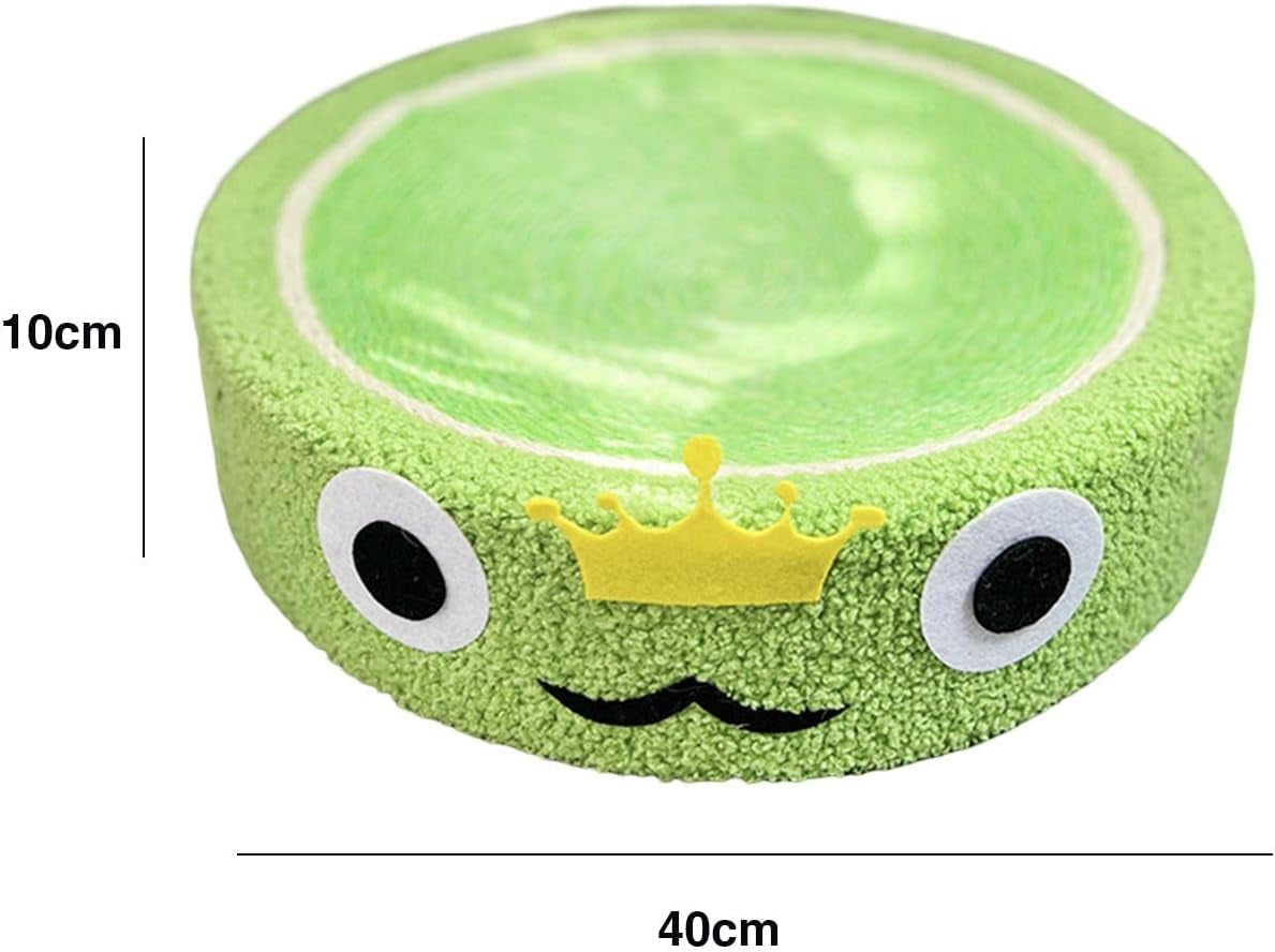 Green Frog Cat Scratcher Bowl - Multi-Functional Scratching Board, Couch Mat, Lounge Bed, and Nest for Sleeping, Kitten Resting, and Kitty Play