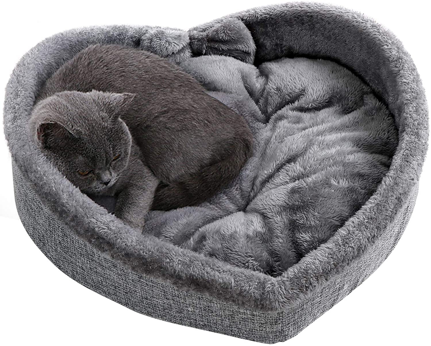 Love Nest for Your Furry Valentine: Heart-Shaped Cat Pet Bed with Ultra Soft Short Plush, Anti-Slip Bottom, and Washable High Resilience PP Cotton – Ensuring Comfortable, Self-Warming Sleep for Your Cozy Kitty in Autumn and Winter!