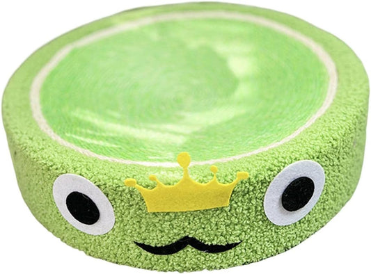 Green Frog Cat Scratcher Bowl - Multi-Functional Scratching Board, Couch Mat, Lounge Bed, and Nest for Sleeping, Kitten Resting, and Kitty Play