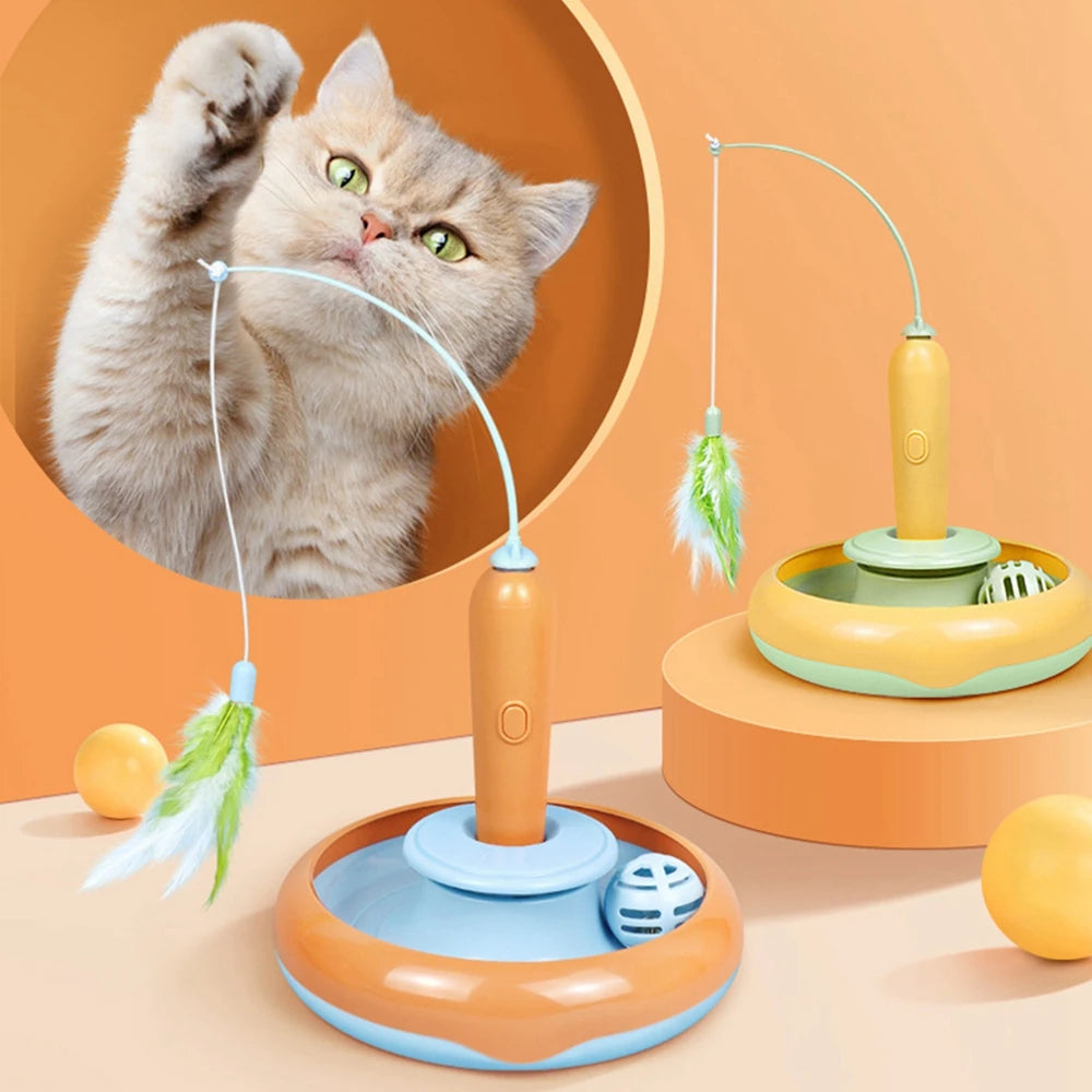 Ultimate Interactive Cat Toy: Electric 2-in-1 Stick and Tracks - Endless Fun for Your Feline Friend!