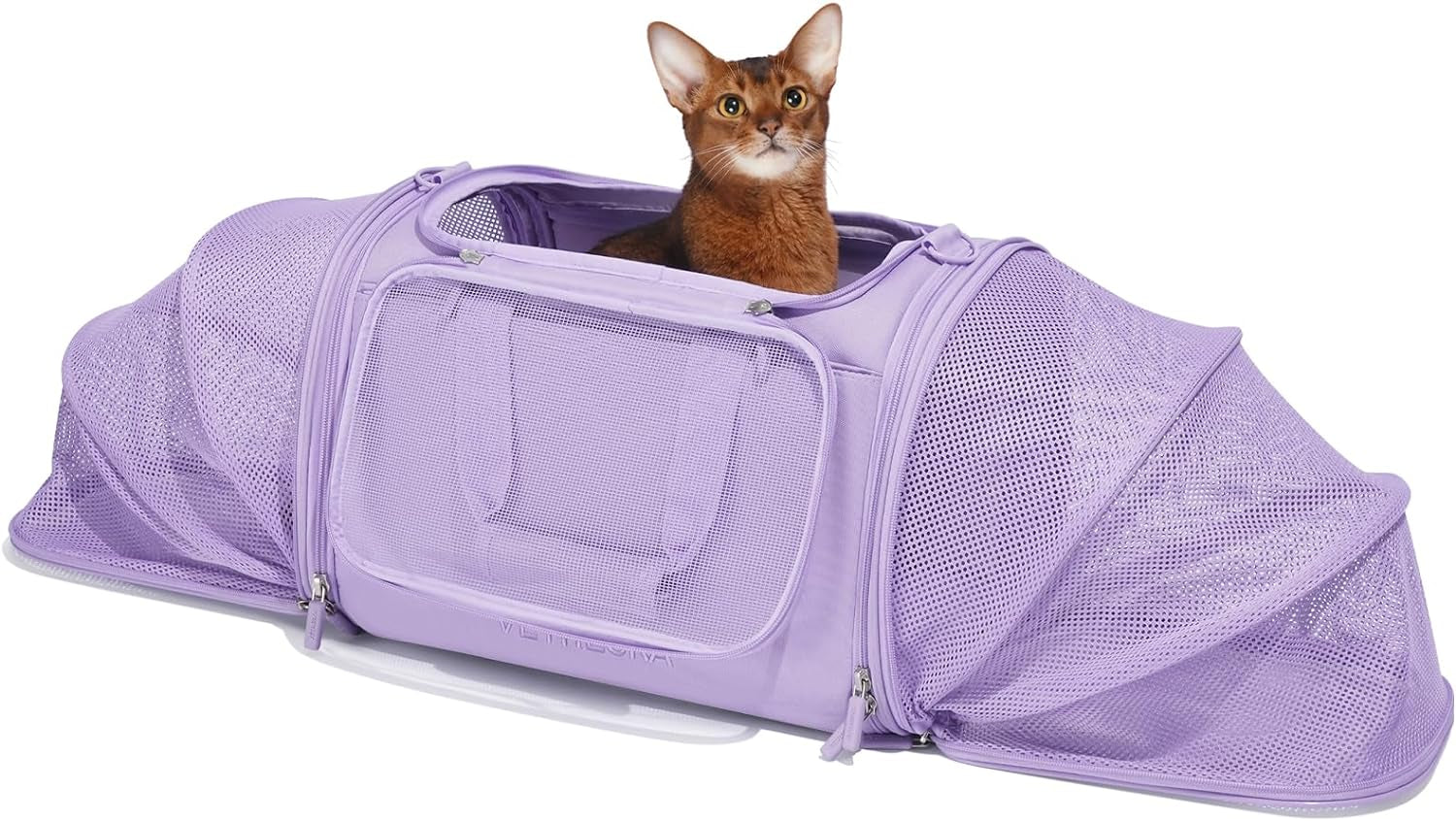 Expandable Soft-Sided Cat Carrier - Airline Approved, Collapsible Travel Carrier with Locking Safety Zippers and Anti-Scratch Mesh