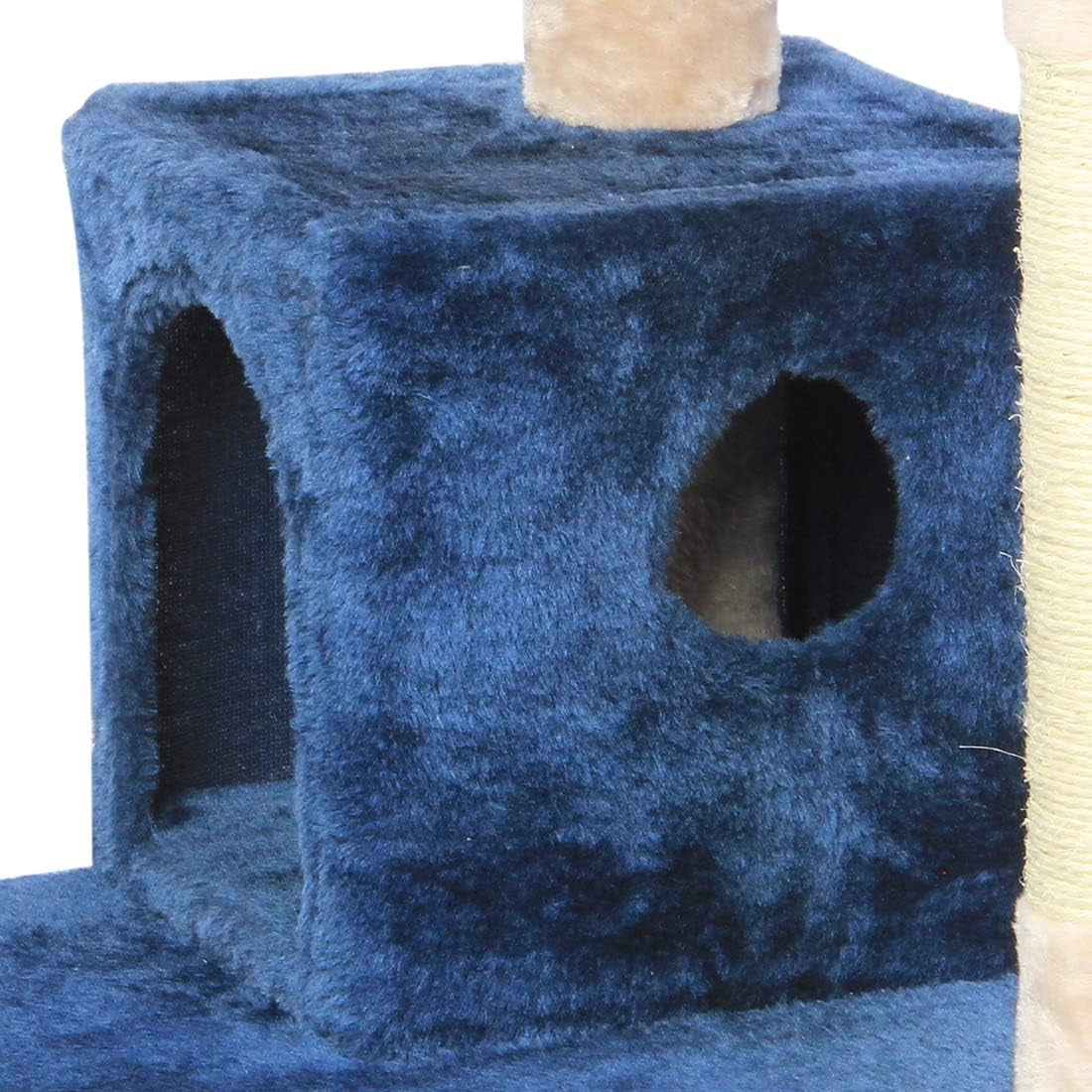 Blue Flannelette Cat Tree - Multi-Level Pet Condo Furniture with Sisal Scratching Posts, Ideal for Cats and Kittens, 51 Inches High