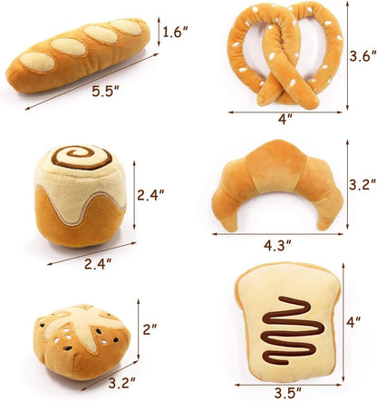 Interactive Catnip Toys Set: Baguette, Croissant, Pretzel, Toast, Bun, and Cinnamon Roll - Ideal Gifts for Cat Lovers, Kitty Chew, Bite, and Kick Playtime Supplies