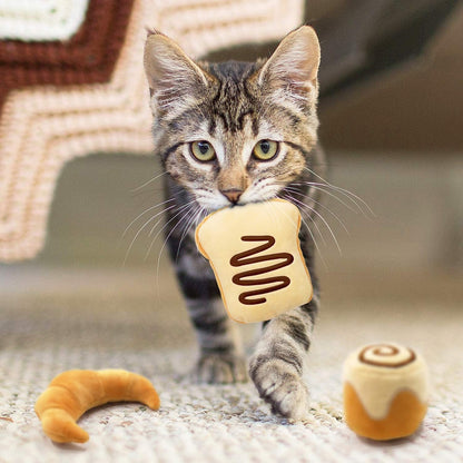 Interactive Catnip Toys Set: Baguette, Croissant, Pretzel, Toast, Bun, and Cinnamon Roll - Ideal Gifts for Cat Lovers, Kitty Chew, Bite, and Kick Playtime Supplies