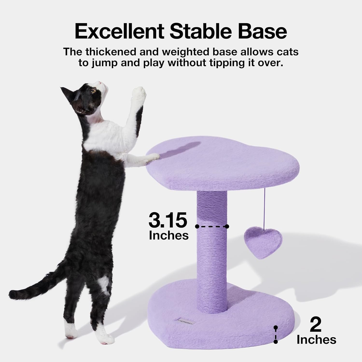 Love-Infused Cat Paradise: 17.8” Valentine's Cat Tree with Heart Shaped Platform, Sisal Scratching Posts, Fluffy Perch, and Multi-Level Fun – Perfect for Small & Large Cats, in a Stylish Shade of Purple!