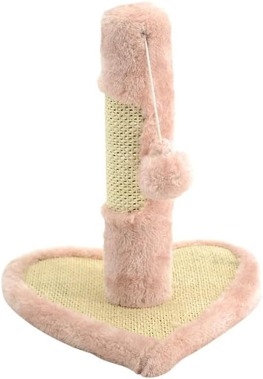 Heartfelt Haven for Your Furry Valentine: Cute Pink Cat Tree Scratching Post for Small Indoor Cats and Kittens, Complete with a Playful Hanging Ball Cat Toy!
