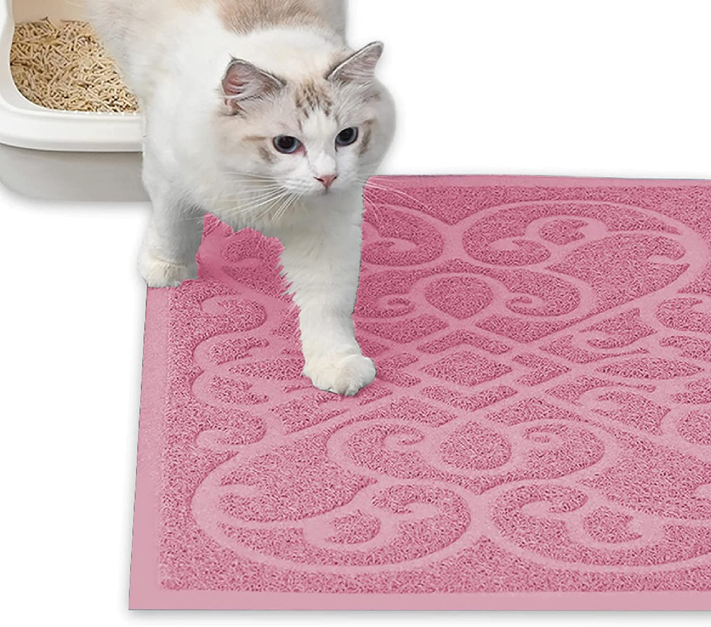 Stylish Cat Litter Mat: Thick and Durable with Litter Trapping Design, Waterproof and Washable, Non-Slip Backing, Soft on Kitty Paws, Easy to Clean, Phthalate-Free